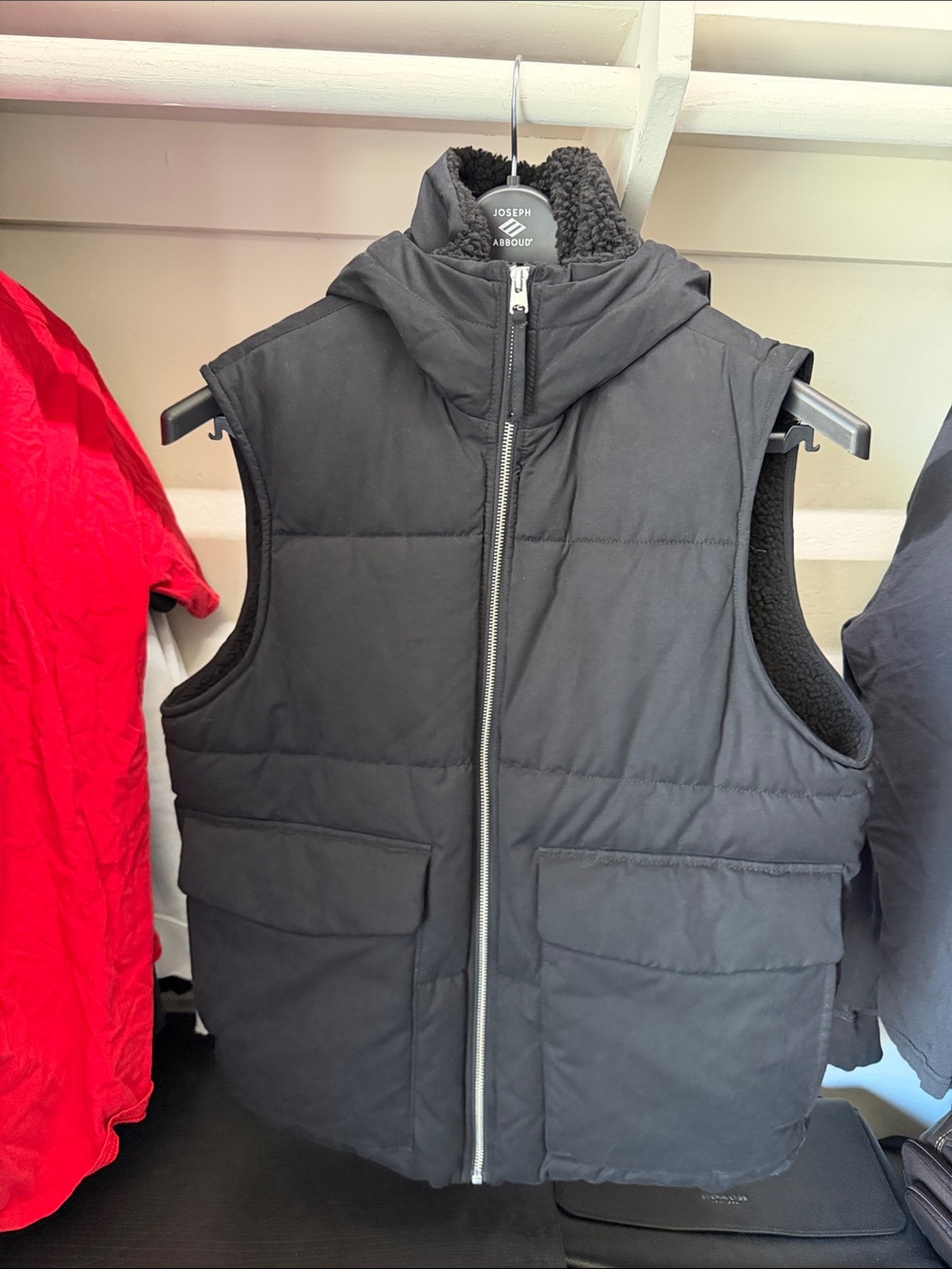 Zara Black Puffer Vest with Sherpa Lining